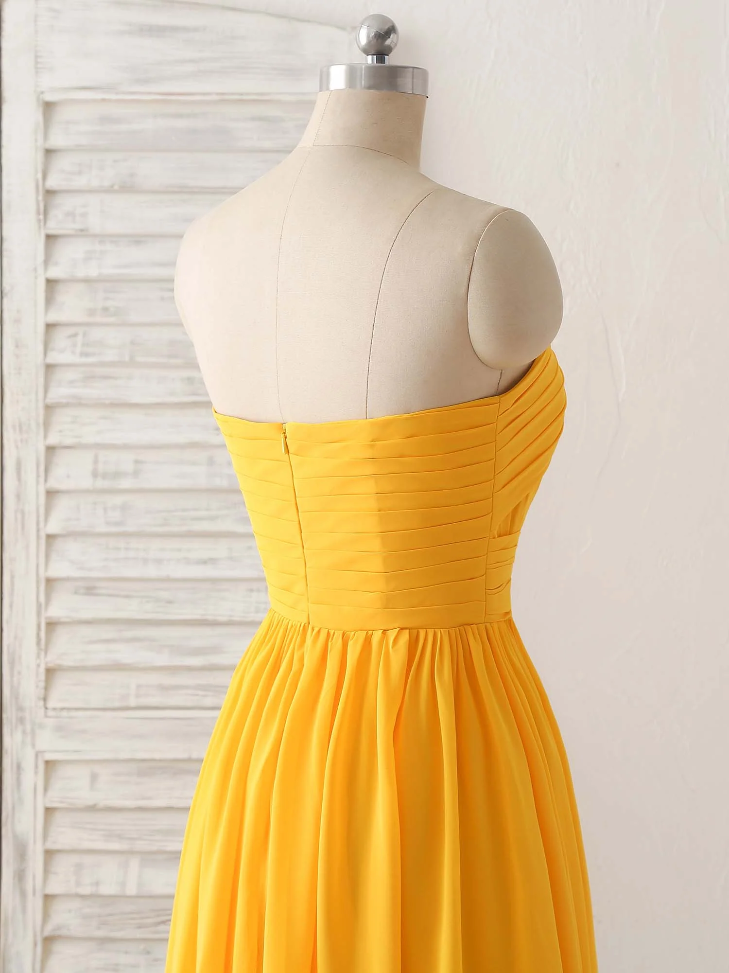 Simple Chiffon Yellow Long Prom Dress Simple Bridesmaid Dress - Deanwangkt