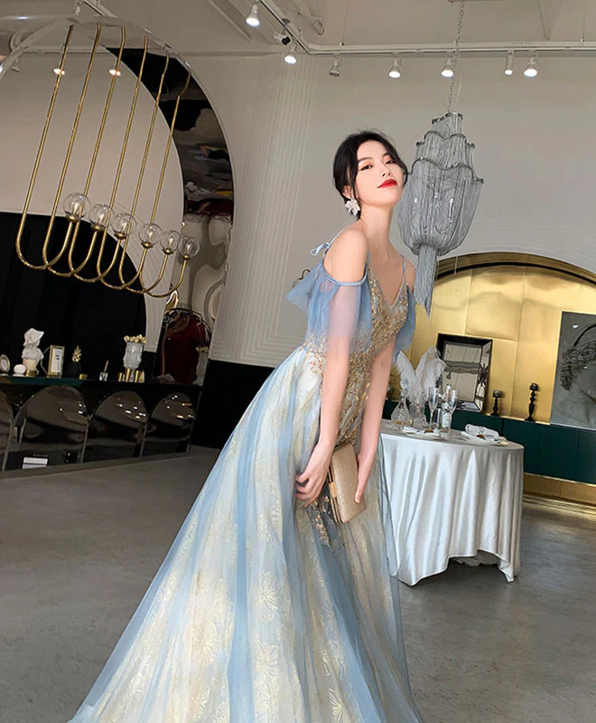 Green Tulle Lace Long Prom Dress, Green Tulle Lace Formal Dress - Deanwangkt