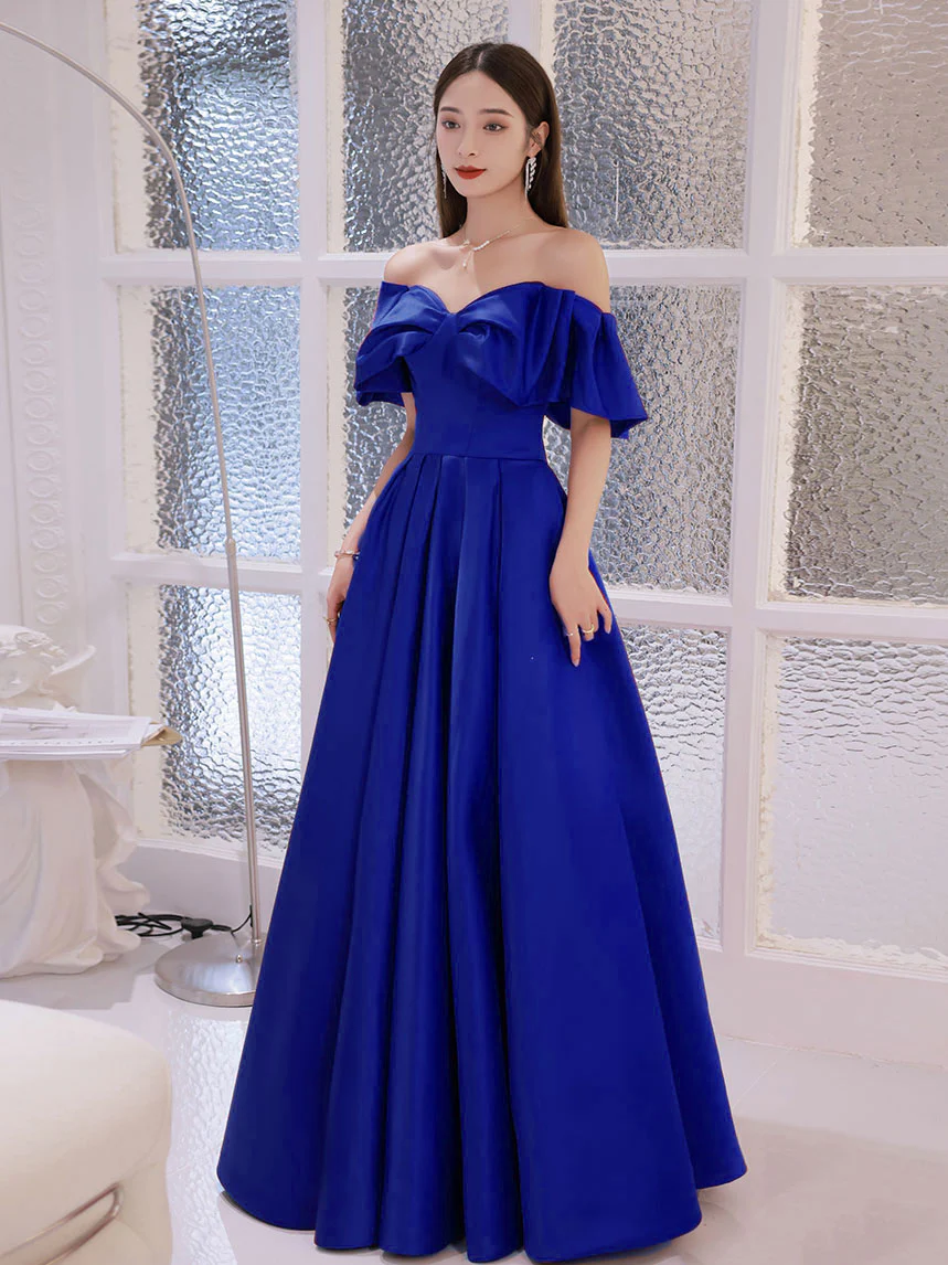 Simple Aline Burgundy Satin Long Prom Dress, Burgundy Evening Dress - Deanwangkt