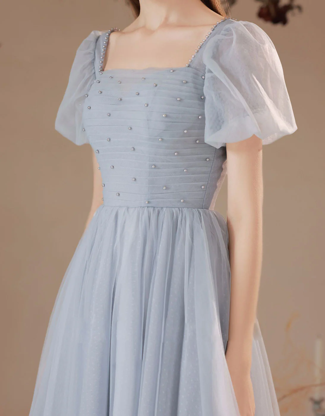 A Line Square Neckline Gray Short Prom Dress, Gray Homecoming Dresses - Deanwangkt