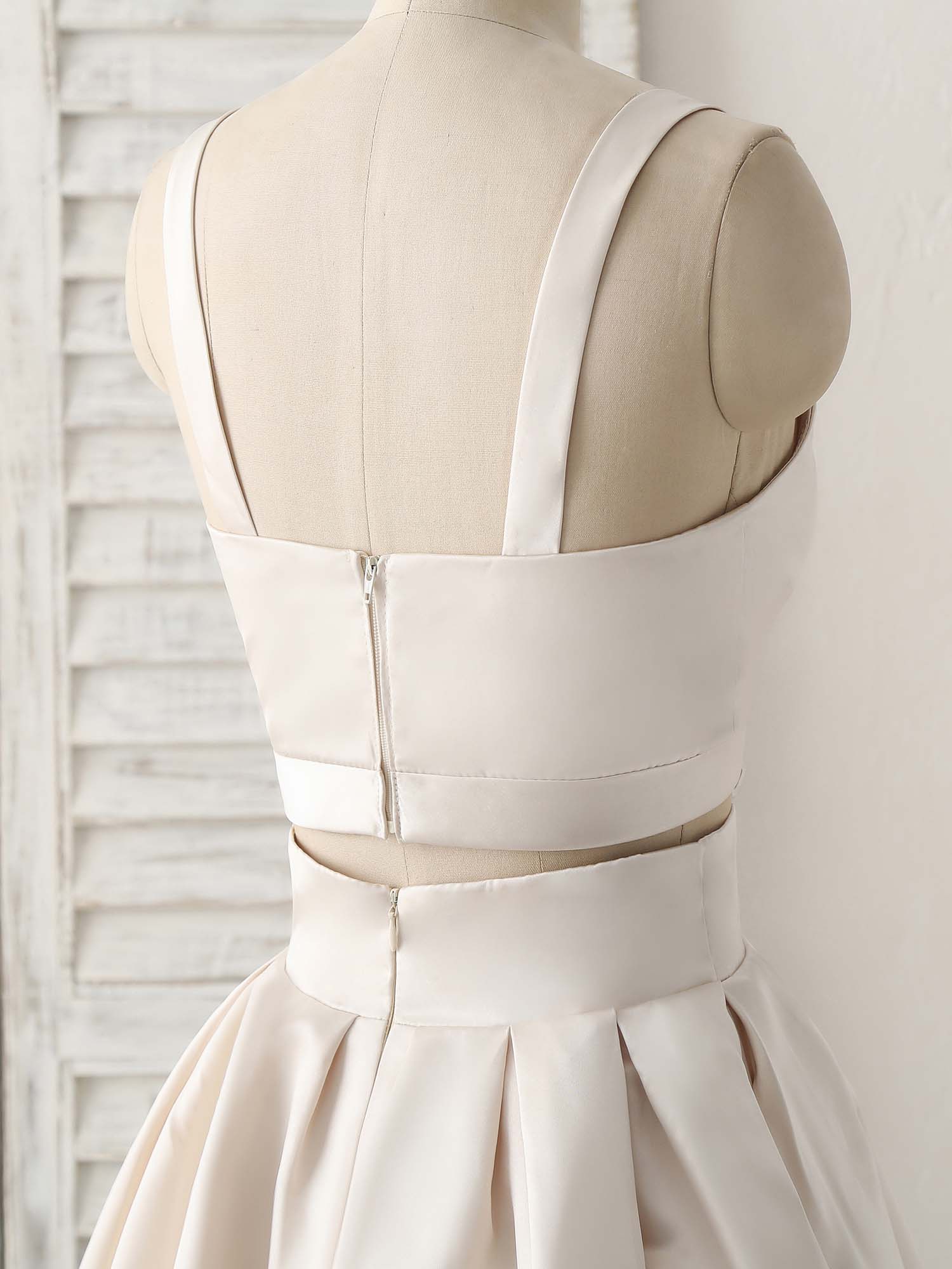 Champagne Two Pieces Short Prom Dress Simple Homecoming Dress - Deanwangkt