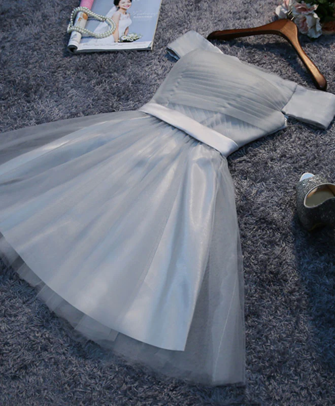 Simple Gray Tulle Mini Prom Dress, Homecoming Dress - Deanwangkt
