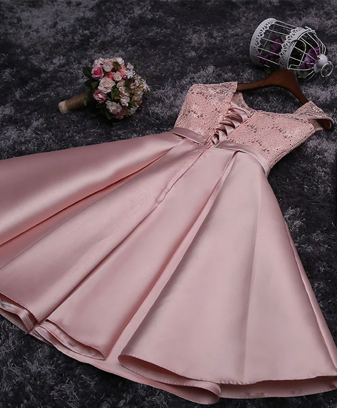 Cute Lace Sequins Short Prom Dress, Homecoming Dress - Deanwangkt