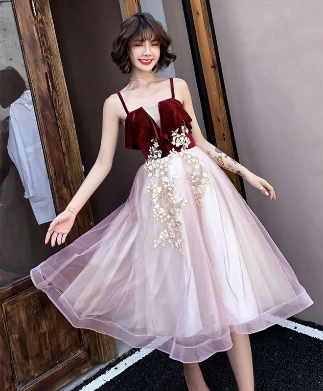 Pink Sweetheart Neck Tulle Short Prom Dress, Homecoming Dress - Deanwangkt