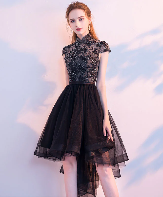 Cute Black Tulle Short Prom Dress, Black Homecoming Dress - Deanwangkt