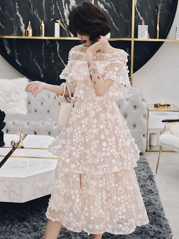 Unique Light Pink Tulle Short Prom Dress, Homecoming Dress - Deanwangkt