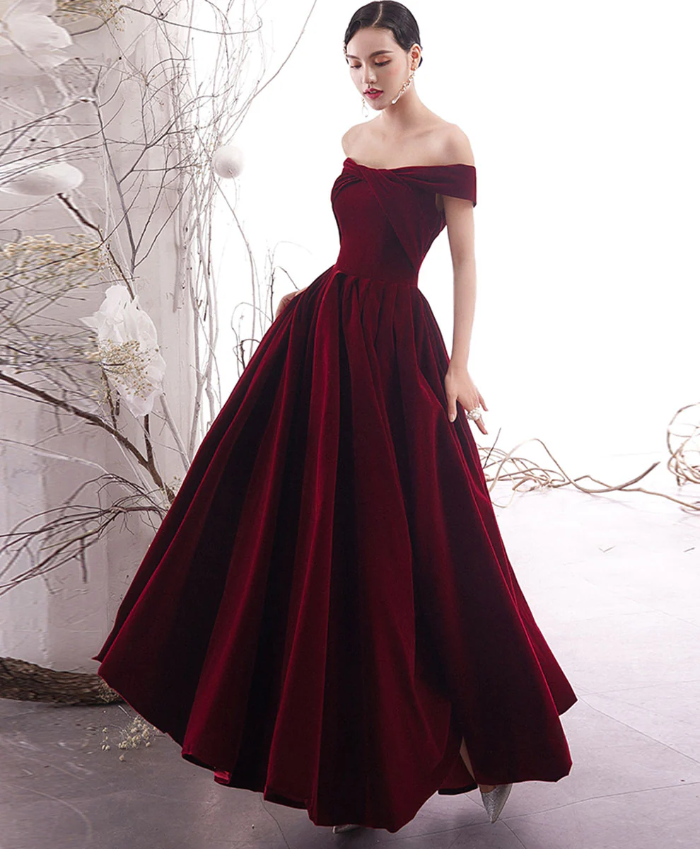Simple Burgundy Long Prom Dress Burgundy Evening Dress - Deanwangkt
