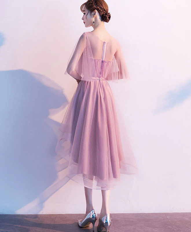 Pink Tulle Short Prom Dress, Pink Tulle Homecoming Dress - Deanwangkt