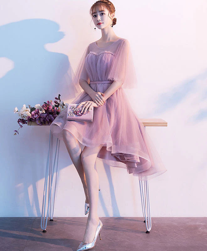Pink Tulle Short Prom Dress, Pink Tulle Homecoming Dress - Deanwangkt