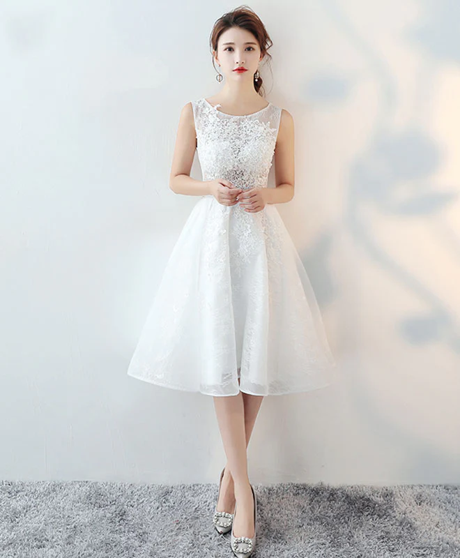 Cute Round Neck Lace Short Prom Dress, Evening Dress - Deanwangkt