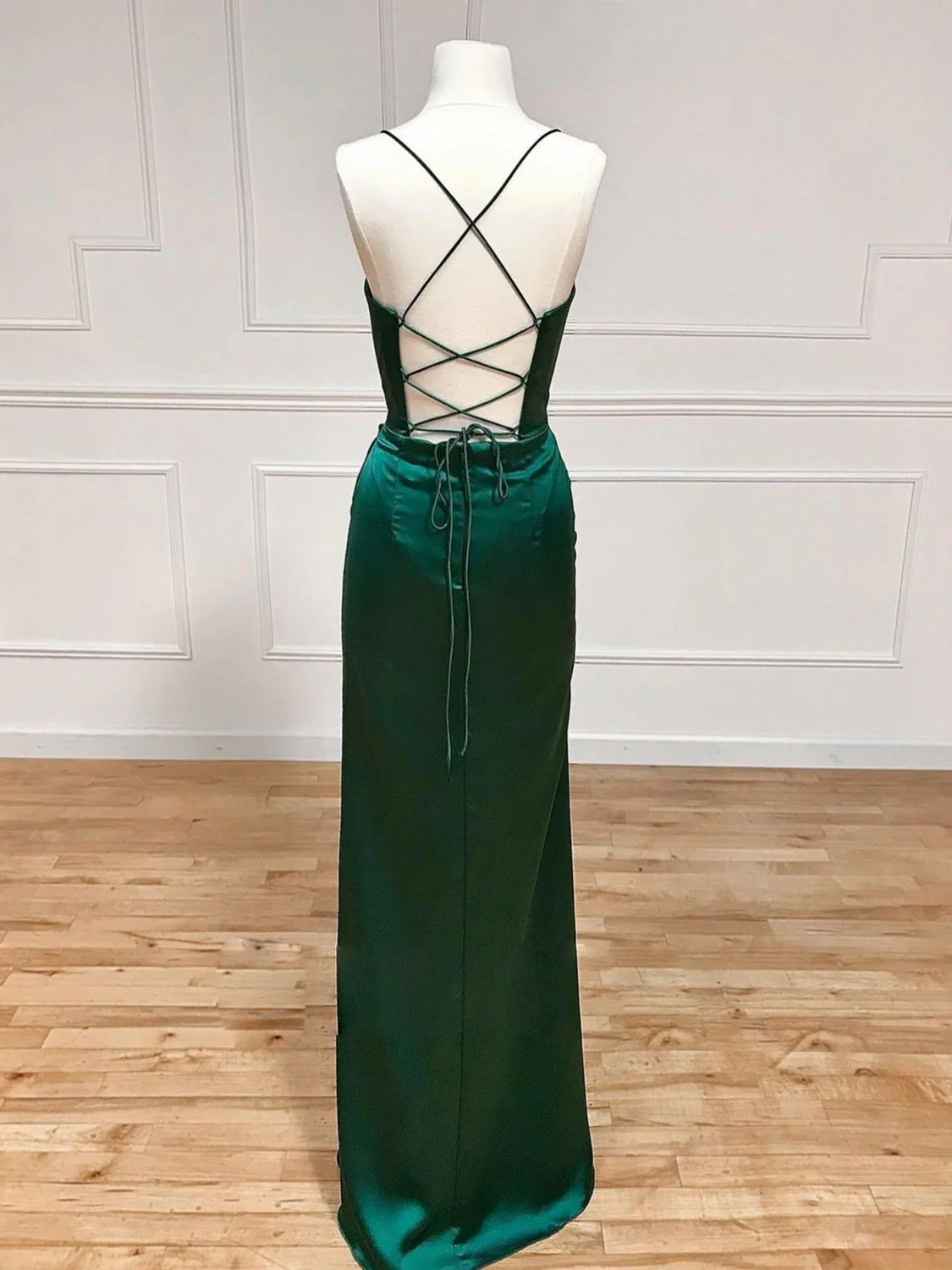 Green Sweetheart Neck Satin Long Prom Dress, Green Evening Dresses - Deanwangkt