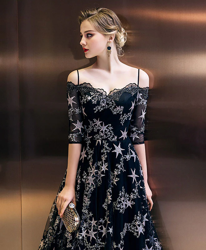 Stylish Black Long Prom Dress, Black Eveing Dress - Deanwangkt