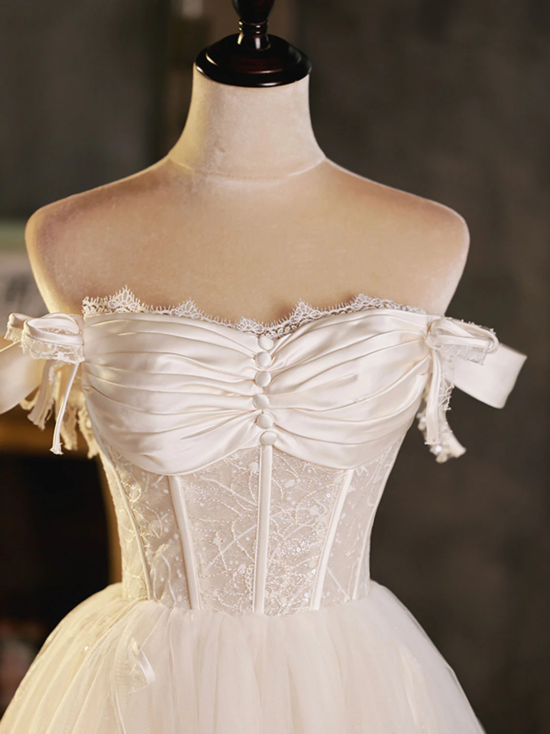 Cute Light Champagne Tulle Lace Short Prom Dress,Tulle Homecoming Dress - Deanwangkt