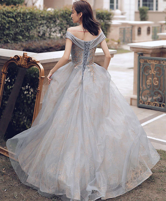 Unique Sweetheart Off Shoulder Lace Long Prom Dress Tulle Evening Dress - Deanwangkt