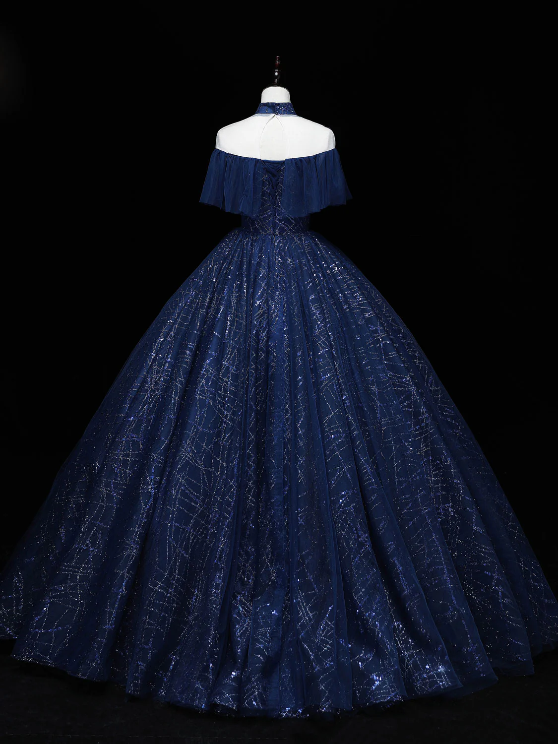 Dark Blue Long Prom Dress, Blue Tulle Formal Gown Graduation Dresses - Deanwangkt