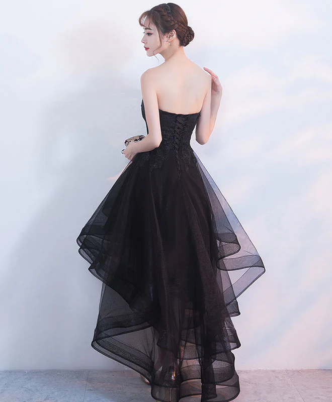 Black Tulle Lace Short Prom Dress, Black Tulle Homecoming Dress - Deanwangkt