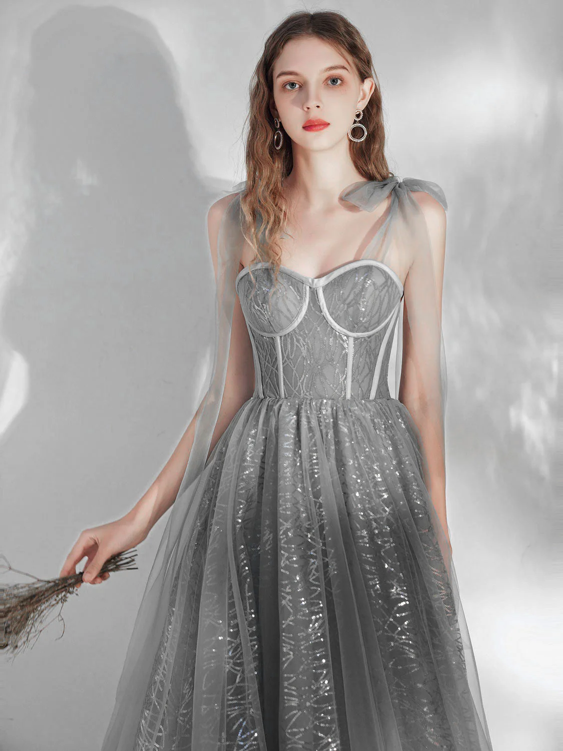 Gray sweetheart neck tulle short prom dress, gray tulle homecoming dress - Deanwangkt