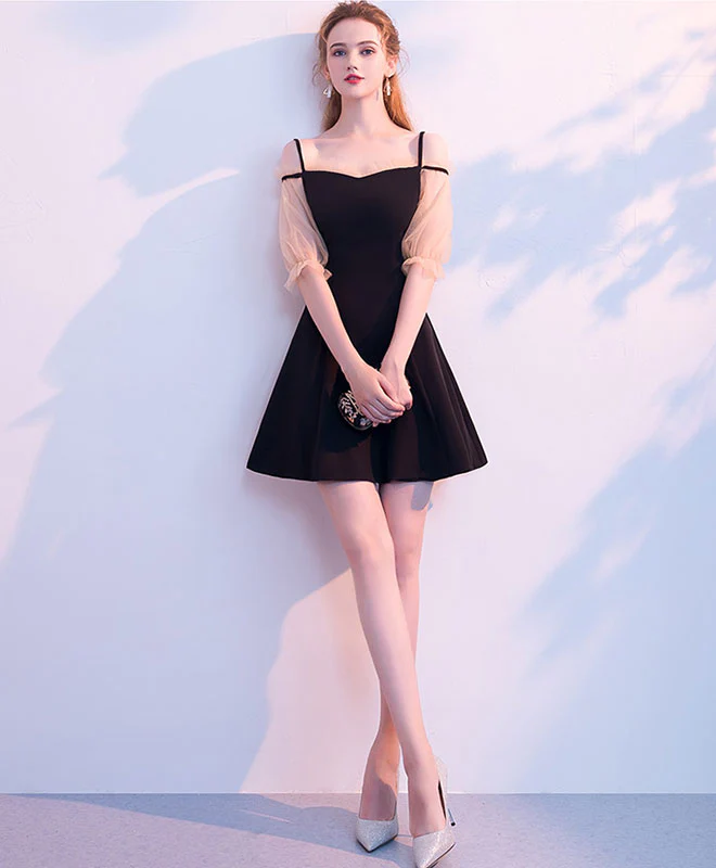 Simple Black Short Prom Dress, Black Homecoming Dress - Deanwangkt