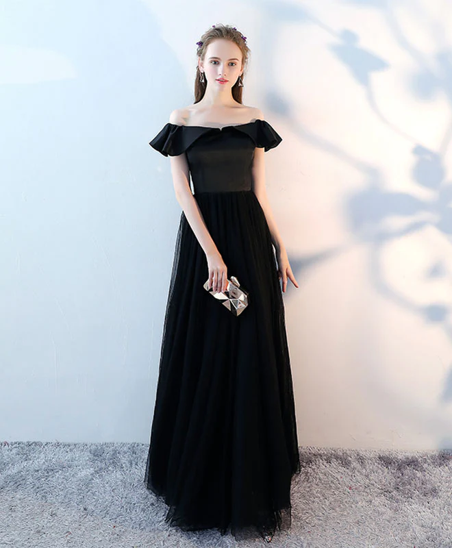 Black Long Prom Dress, Black Long Formal Evening Dress - Deanwangkt