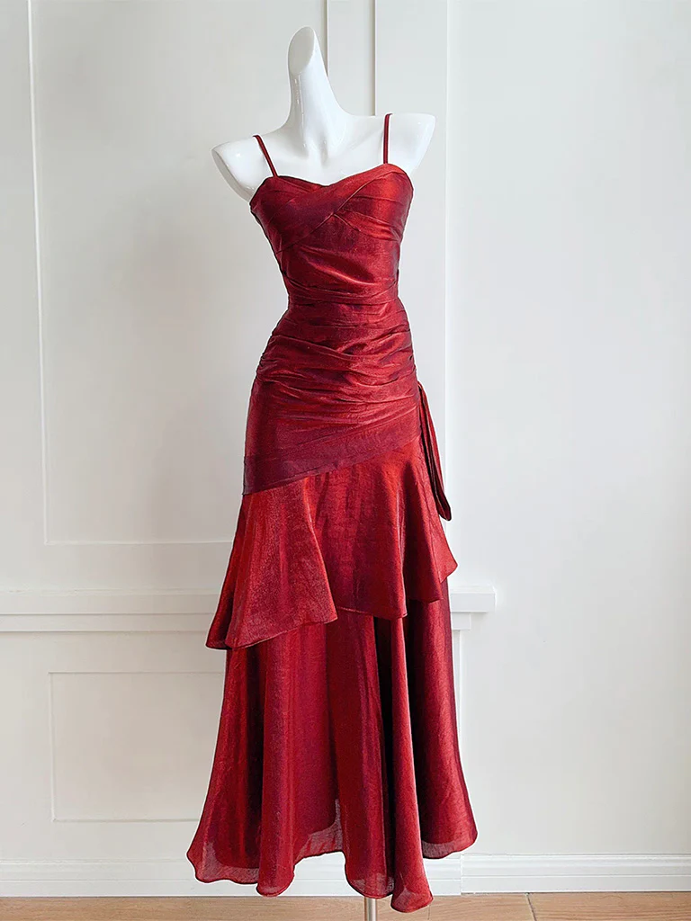 Simple Sweetheart Burgundy Prom Dress, Burgundy Party Dress - Deanwangkt