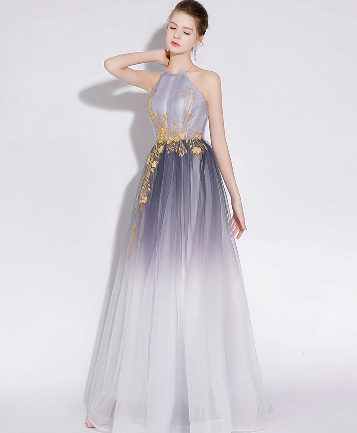 Simple Tulle Lace Long Prom Dress, Tulle Formal Long Evening Dresses - Deanwangkt