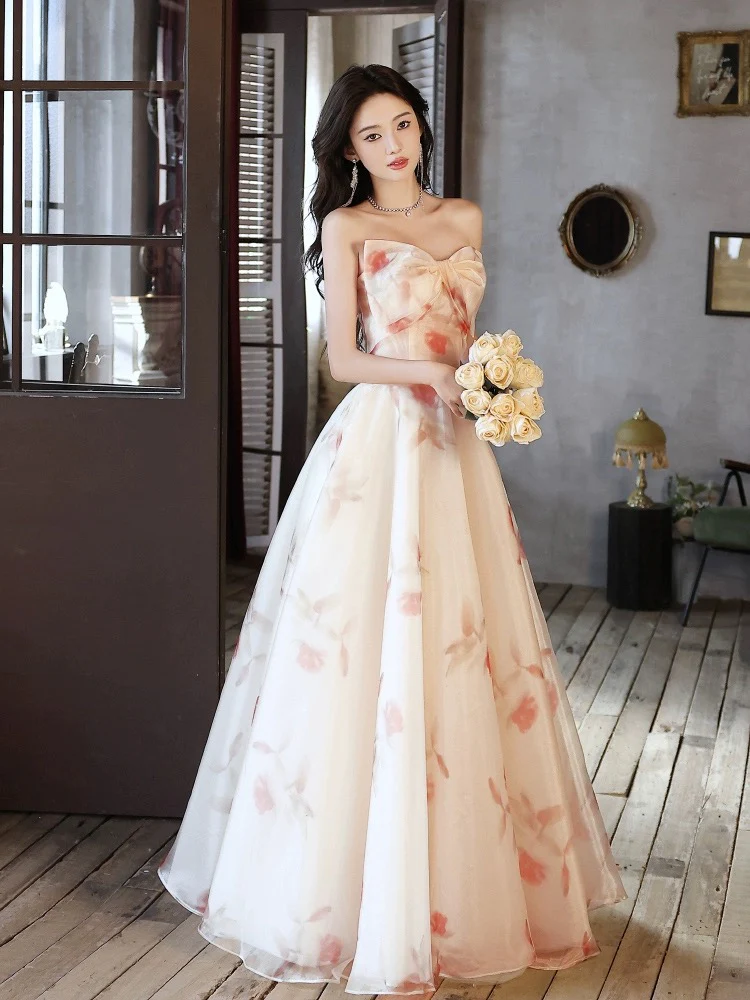 A_line Sweetheart Neck Champagne Long Prom Dress, Champagne Long Formal Dress - Deanwangkt