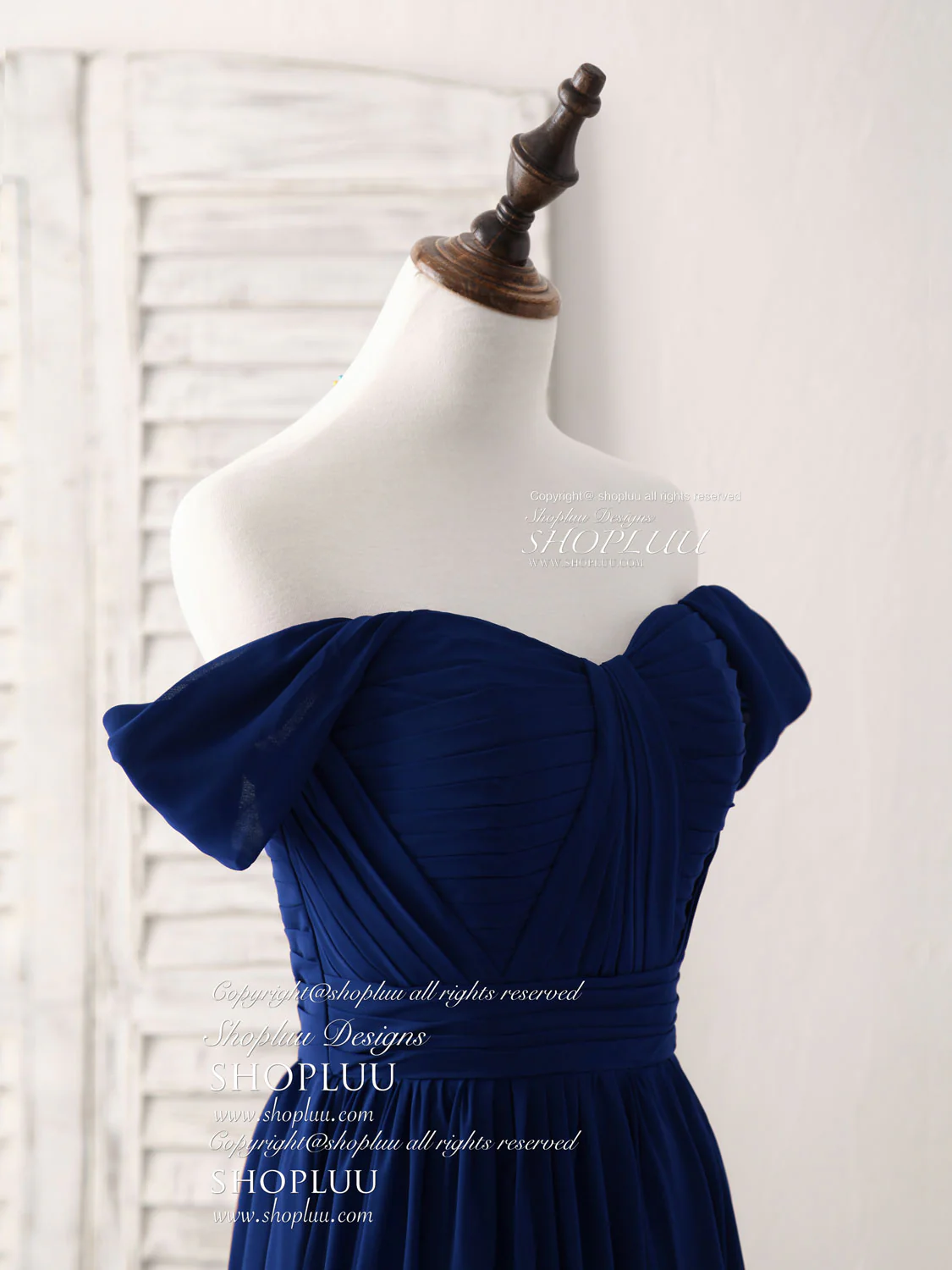 Dark Blue Sweetheart Chiffon Long Prom Dress, Dark Blue Bridesmaid Dress - Deanwangkt