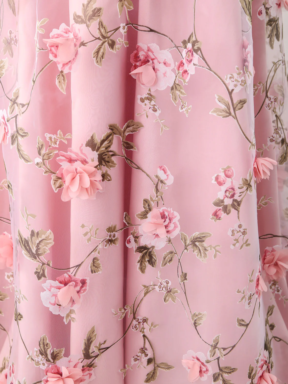 Pink Sweetheart Neck Tulle 3D Applique Long Prom Dress, Pink Evening Dress - Deanwangkt