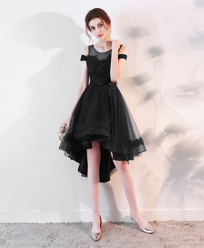 Cute Lace Off Shoulder Short Prom Dress, High Low Evening Dress - Deanwangkt