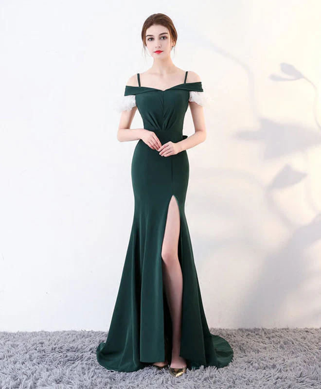 Green Long Prom Dress, Mermaid Green Formal Bridesmaid Dresses - Deanwangkt