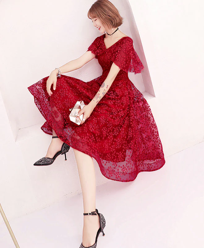 Cute Lace Short Prom Dress, Lace Evening Dress - Deanwangkt