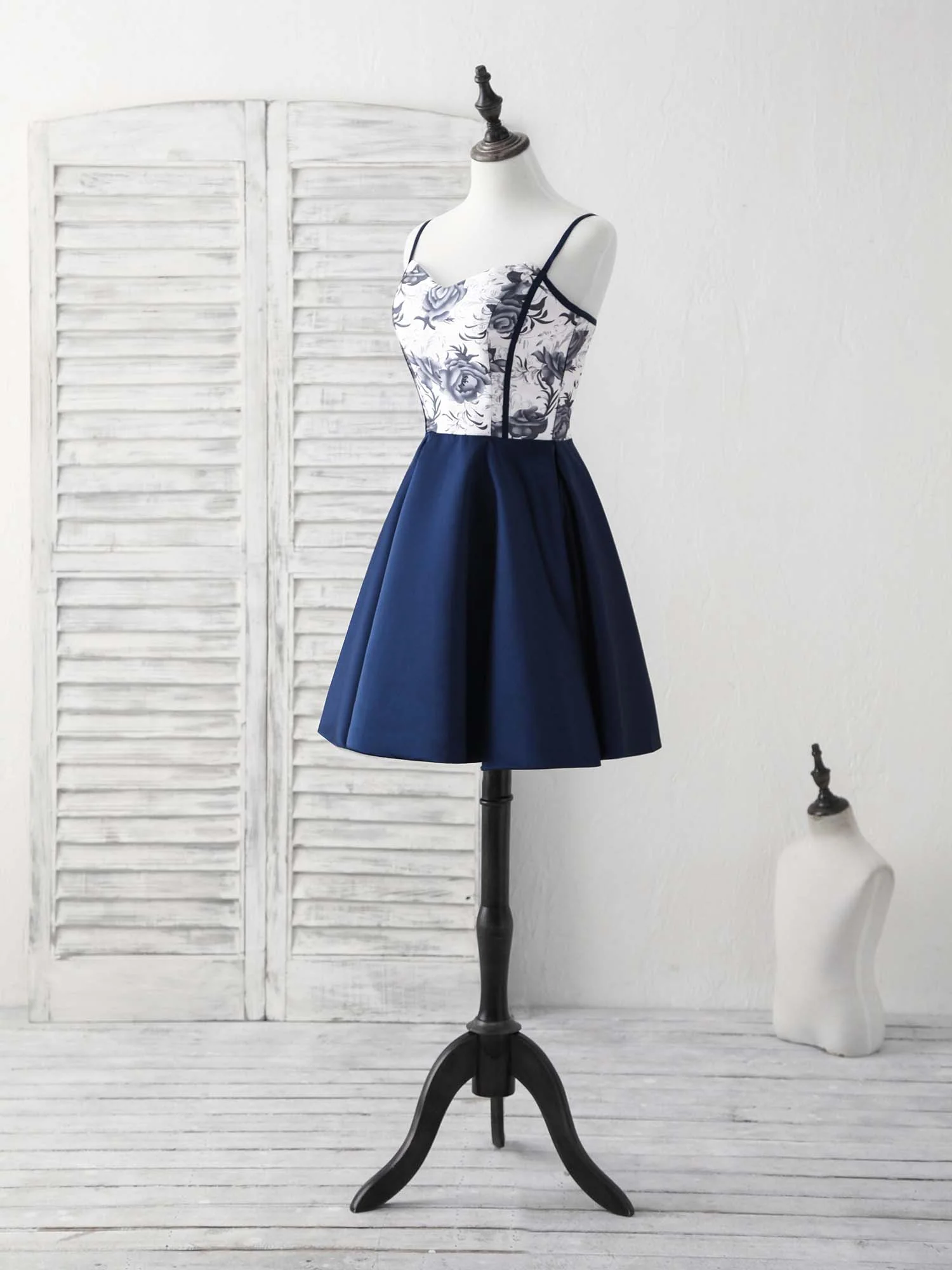 Simple Sweetheart Dark Blue Short Prom Dress Blue Homecoming Dress - Deanwangkt