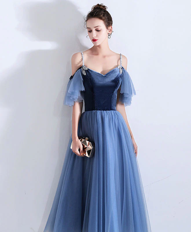 Simple Blue Sweetheart Short Prom Dress, Blue Bridesmaid Dress - Deanwangkt