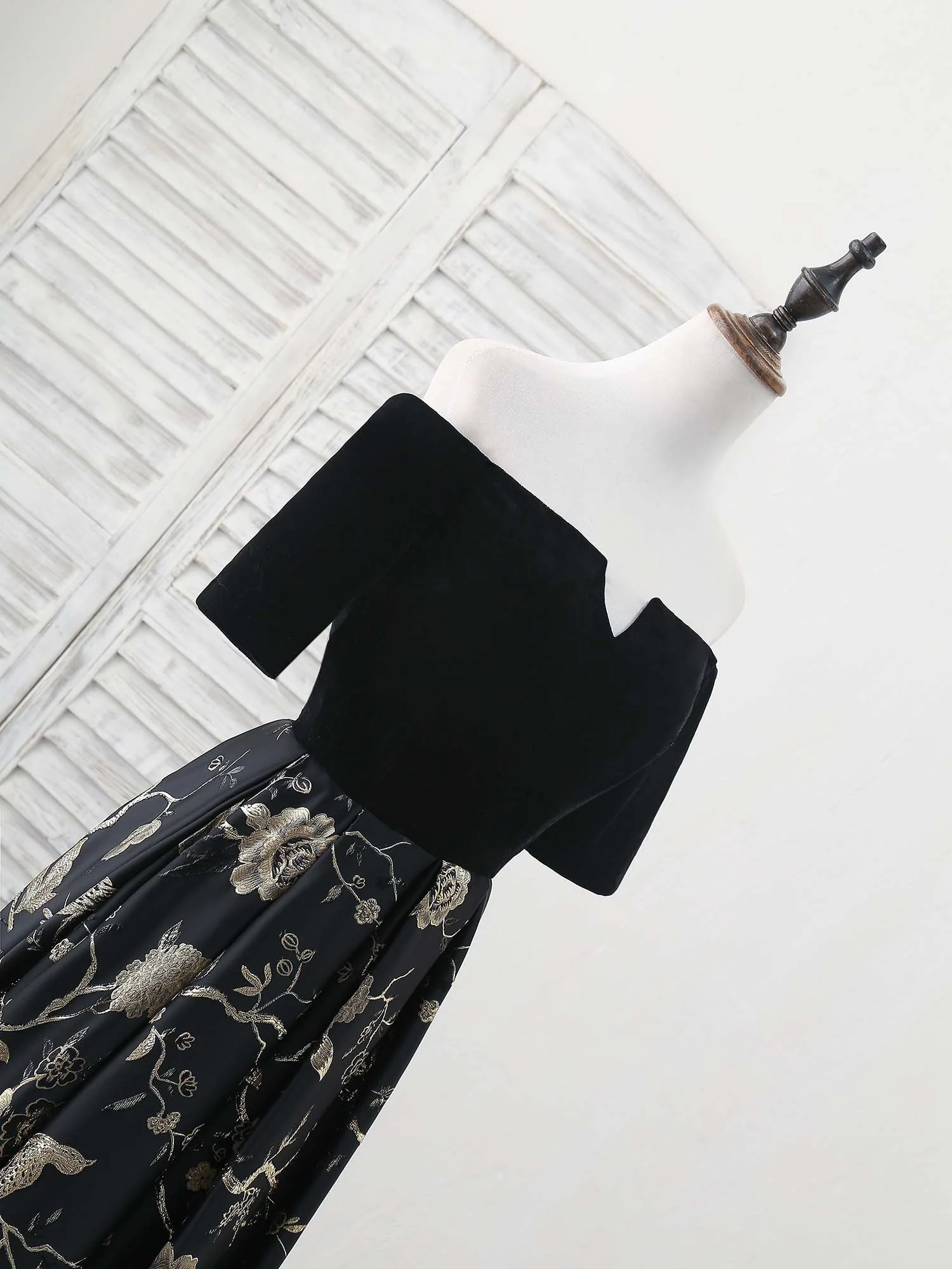 Unique Black Satin Long Prom Dress, Black Evening Dress - Deanwangkt