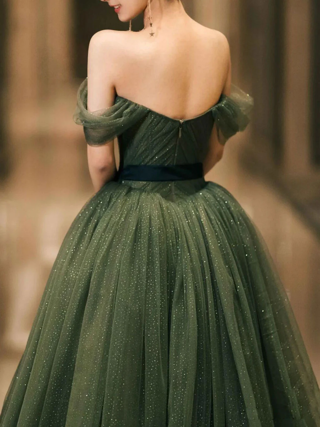 Elegant Sweetheart Neck Tulle Sequin Long Prom Dress, Backless Graduation Dresses - Deanwangkt