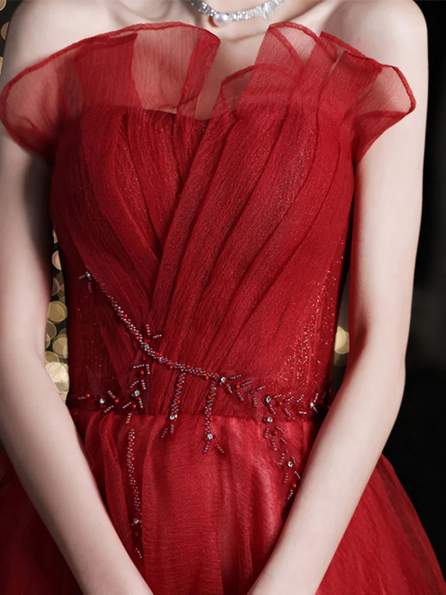 Burgundy Long Prom Dresses, Burgundy Formal Graduation Dresses - Deanwangkt