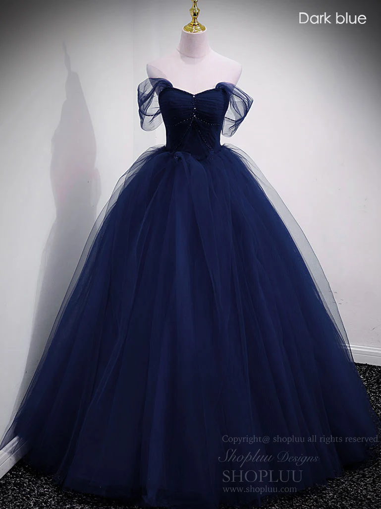 Unique Sweetheart Off Shoulder Lace Long Prom Dress, Tulle Formal Dresses - Deanwangkt
