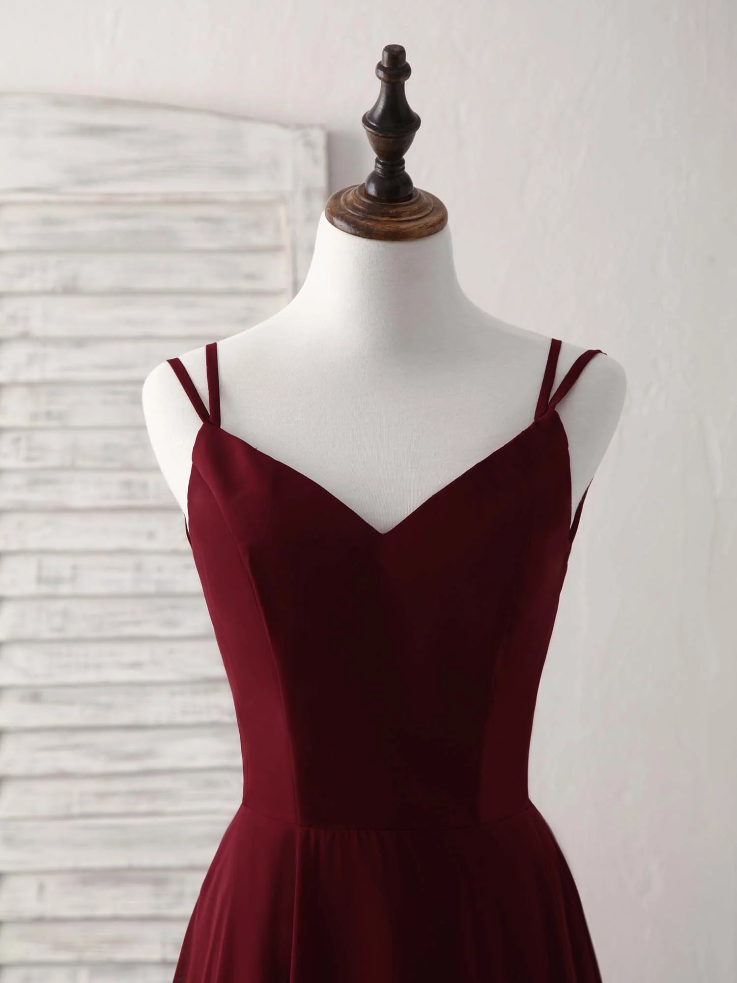 Simple Burgundy Chiffon Long Prom Dress Backless Evening Dress - Deanwangkt