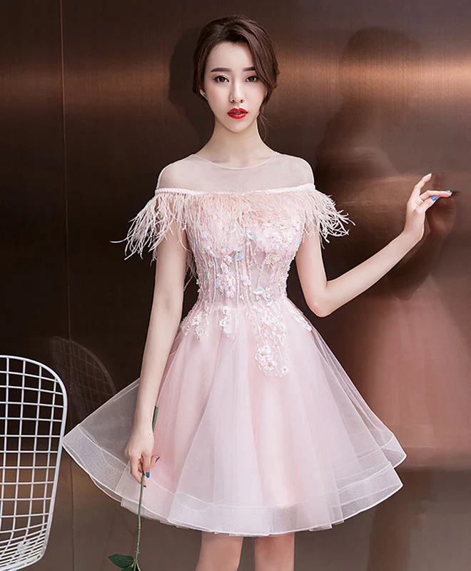 Cute Lace Short Prom Dress, Homecoming Dress, Cocktail Dress - Deanwangkt