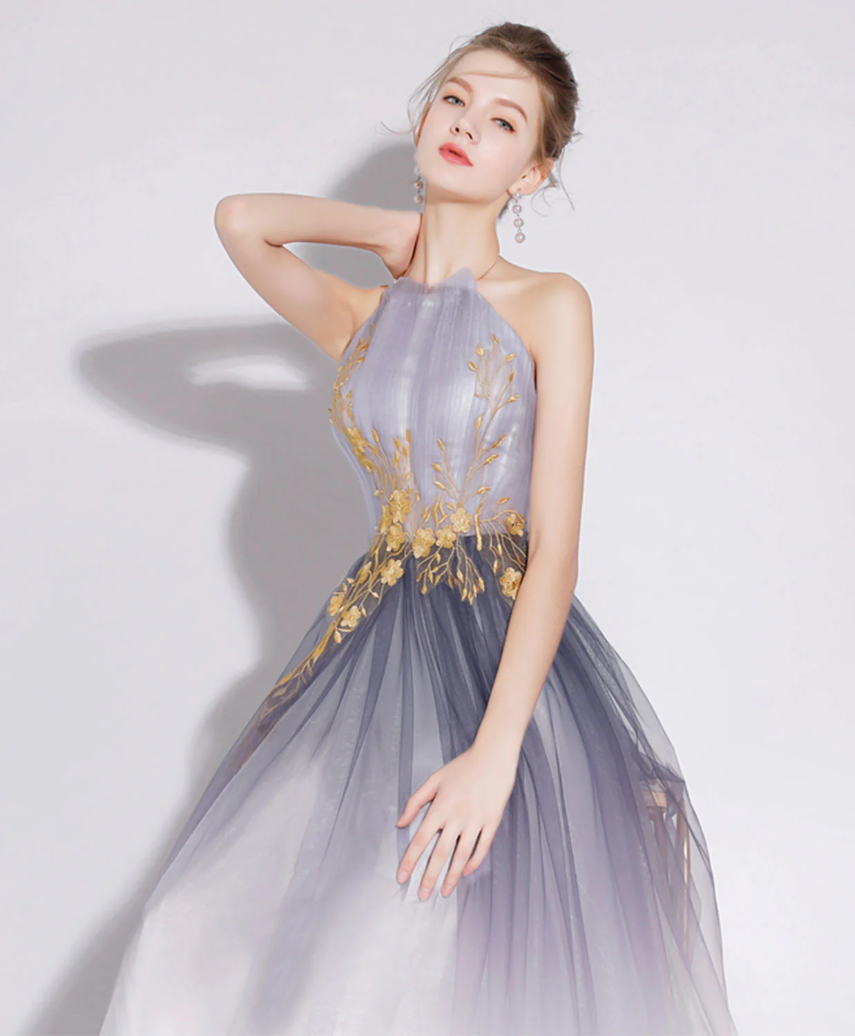 Simple Tulle Lace Long Prom Dress, Tulle Formal Long Evening Dresses - Deanwangkt