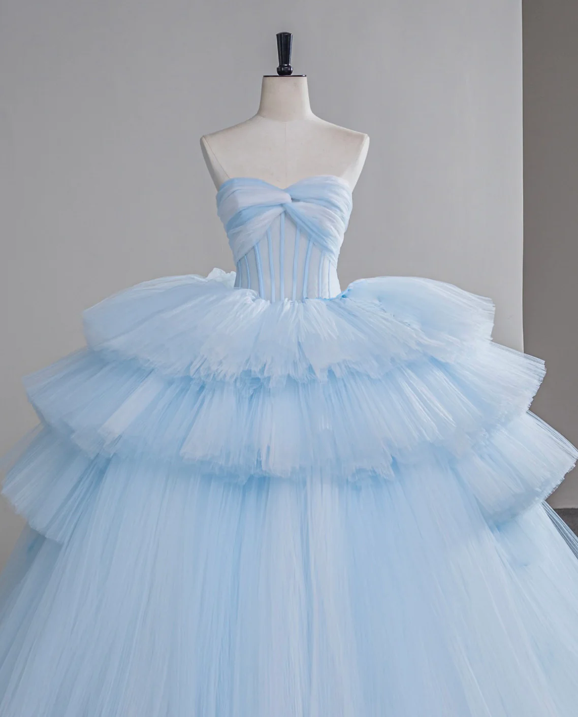 Blue Sweetheart Neck Tulle Long Prom Gown, Blue Sweet 16 Dress - Deanwangkt