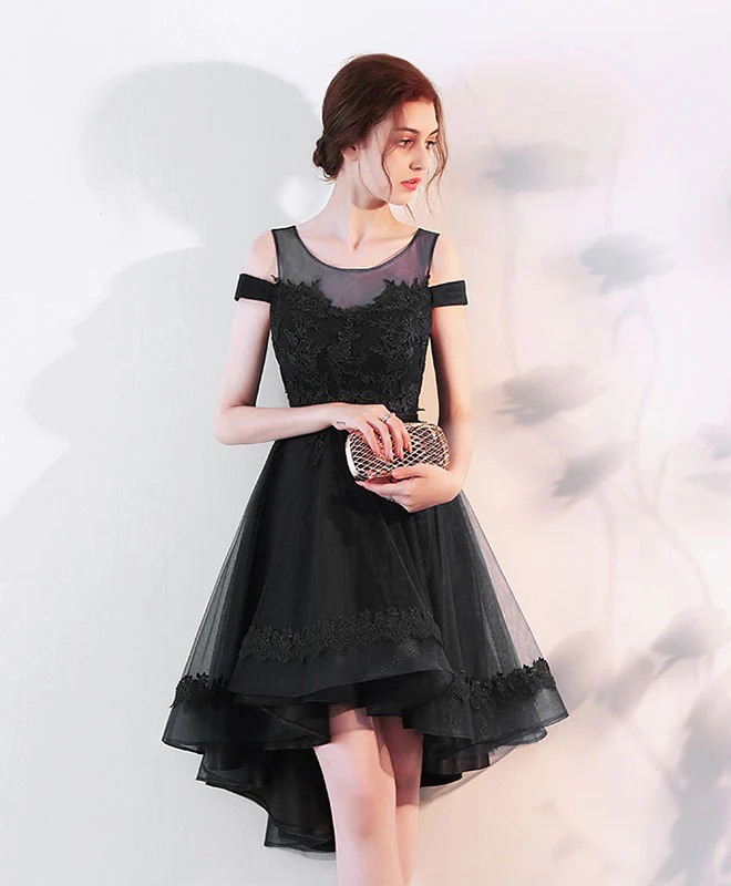Cute Lace Off Shoulder Short Prom Dress, High Low Evening Dress - Deanwangkt