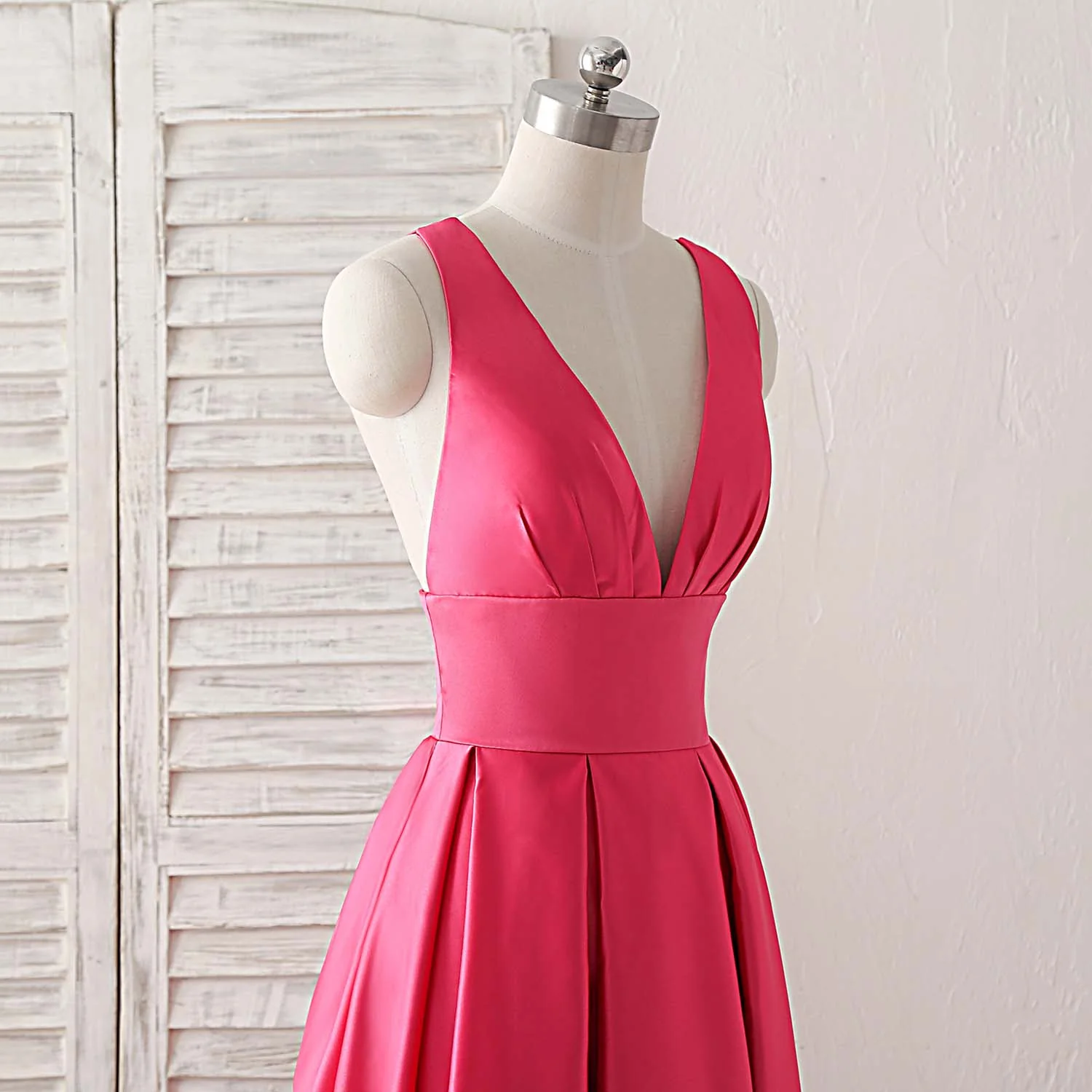 Simple V Neck Long Prom Dress Backless Evening Dress - Deanwangkt