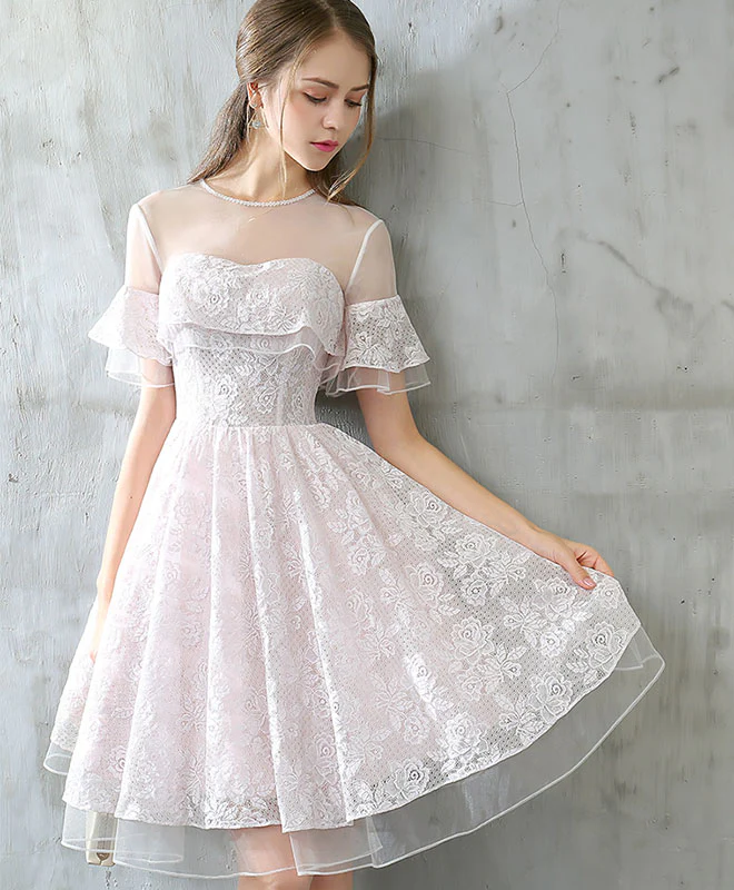 Cute Tulle Lace Short Prom Dress, Cute Homecoming Dress - Deanwangkt