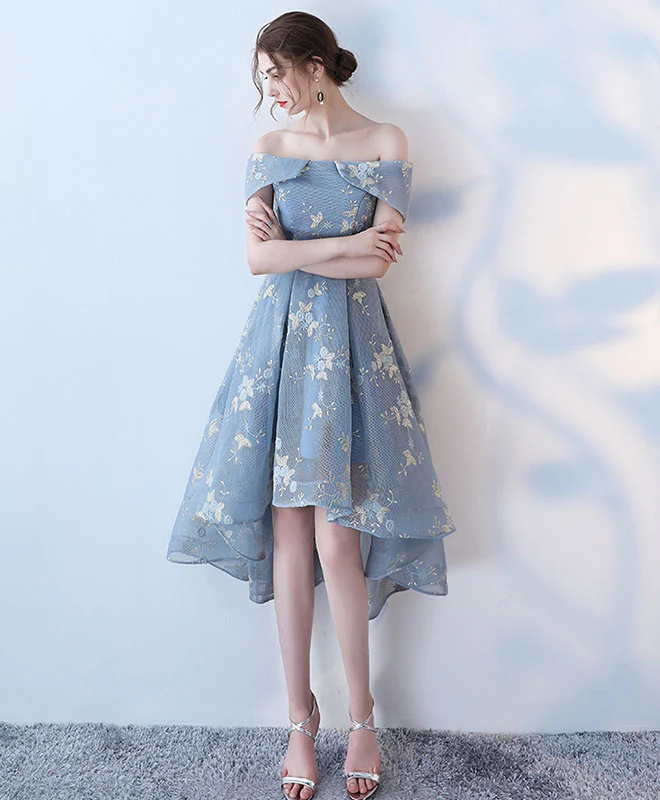 Unique Gray Blue Short Prom Dress, Gray Blue Homecoming Dress - Deanwangkt