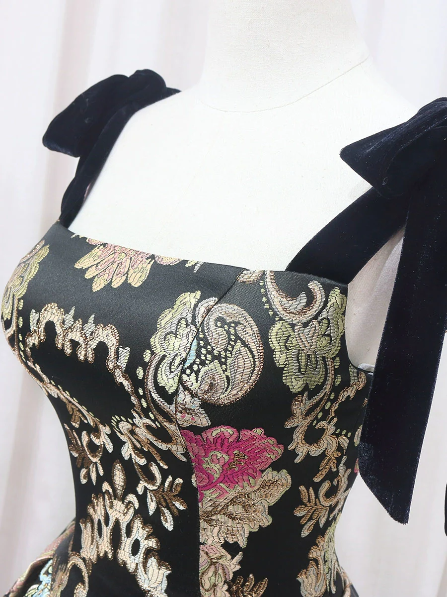 A-Line Satin Black/Gold Short Prom Dress, Black Homecoming Dress - Deanwangkt