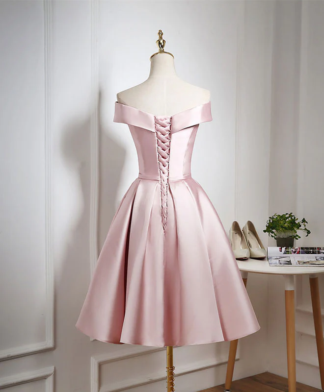 Cute Pink A Line Short Prom Dress, Pink Evening Dress - Deanwangkt