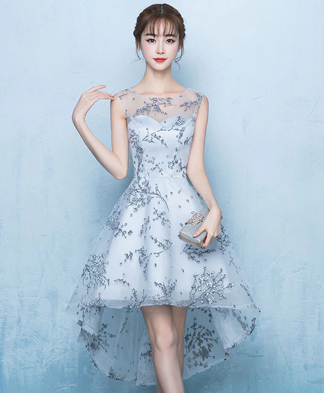 Gray High Low Short Prom Dress, Gray Evening Dress - Deanwangkt