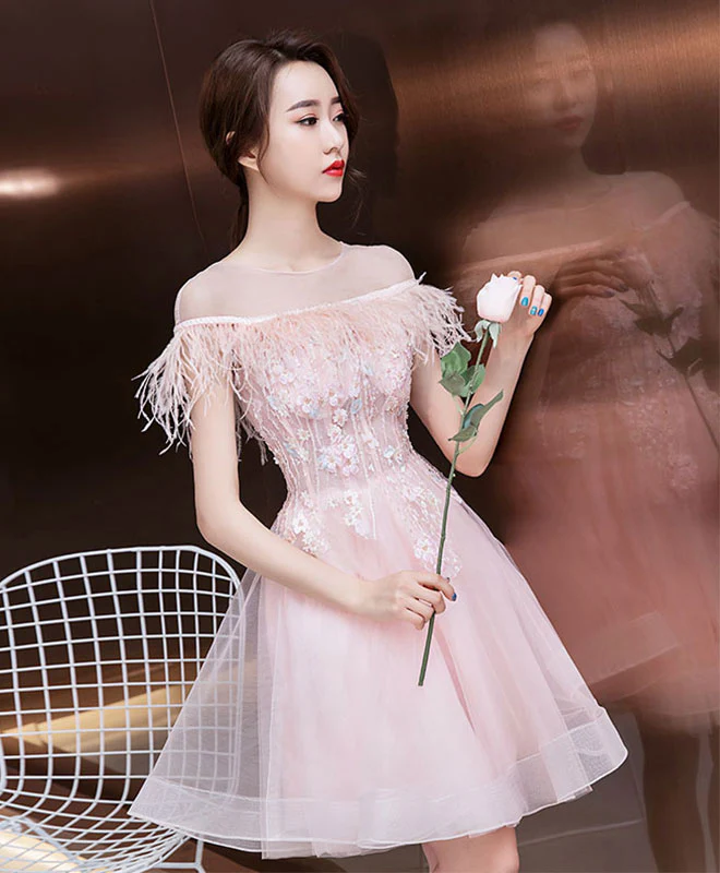 Cute Lace Short Prom Dress, Homecoming Dress, Cocktail Dress - Deanwangkt