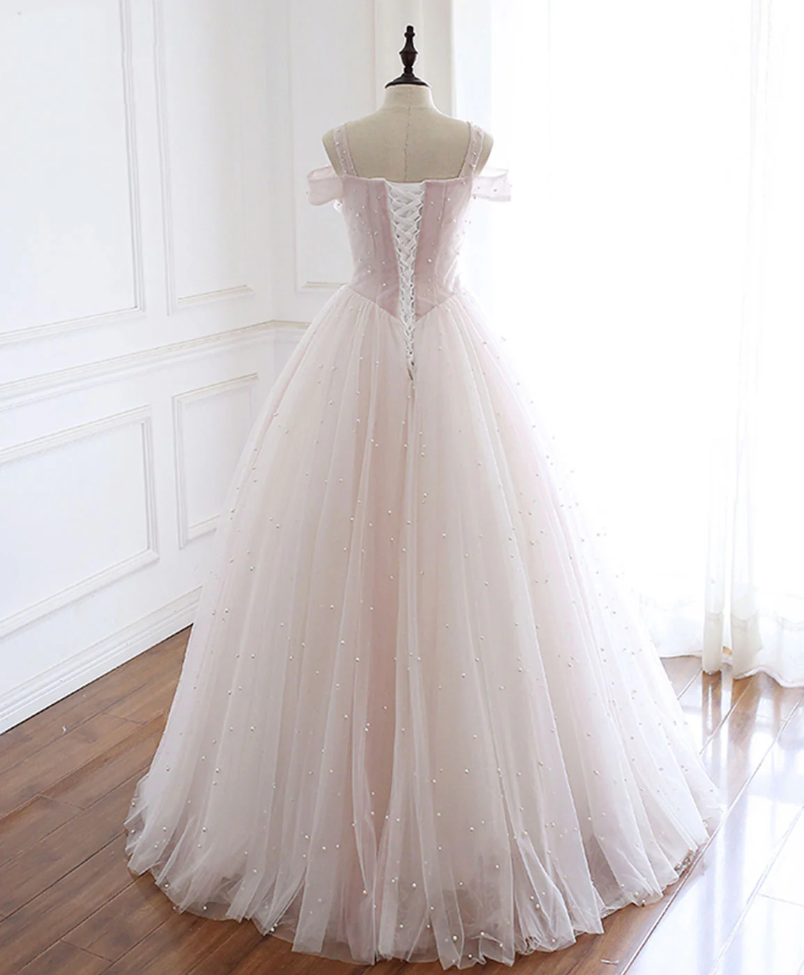 Light Pink Tulle Long Prom Dress Pink Tulle Formal Graduation Dresses - Deanwangkt